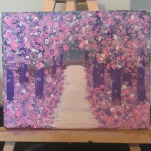 Cherry blossom street. Sides of the canvas are not painted